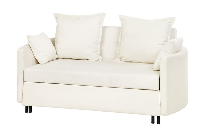Brinkburn 2-sits Bäddsoffa med Rundade Armstöd i Tyg - Gräddvit - Möbler - Soffa - Bäddsoffa