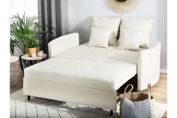 Brinkburn 2-sits Bäddsoffa med Rundade Armstöd i Tyg - Gräddvit - Möbler - Soffa - Bäddsoffa