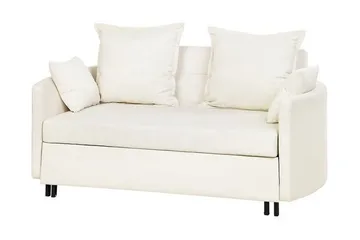Brinkburn 2-sits Bäddsoffa med Rundade Armstöd i Tyg - Gräddvit - Möbler - Soffa - Bäddsoffa