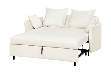 Brinkburn 2-sits Bäddsoffa med Rundade Armstöd i Tyg - Gräddvit - Möbler - Soffa - Bäddsoffa