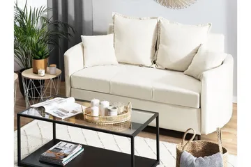 Brinkburn 2-sits Bäddsoffa med Rundade Armstöd i Tyg - Gräddvit - Möbler - Soffa - Bäddsoffa