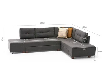 Brunei Bäddsoffa med Schäslong Höger - Antracit/Svart - Möbler - Soffa - Bäddsoffa
