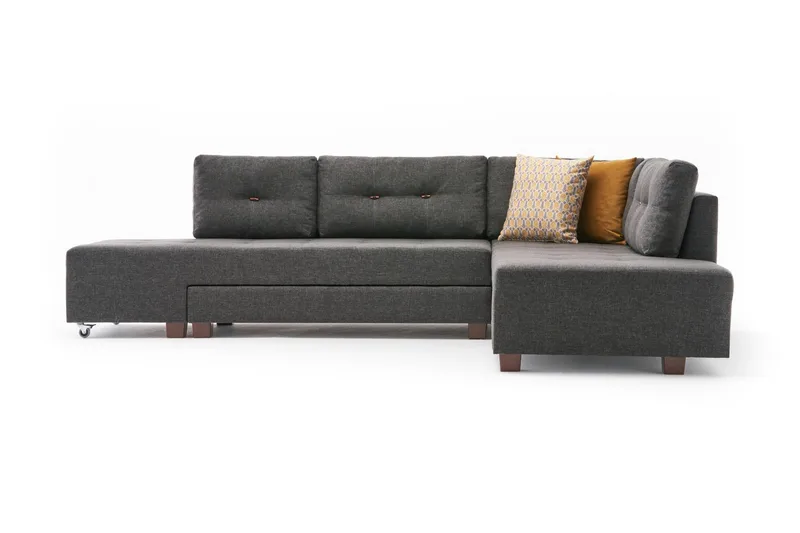 Brunei Bäddsoffa med Schäslong Höger, Antracit/Svart