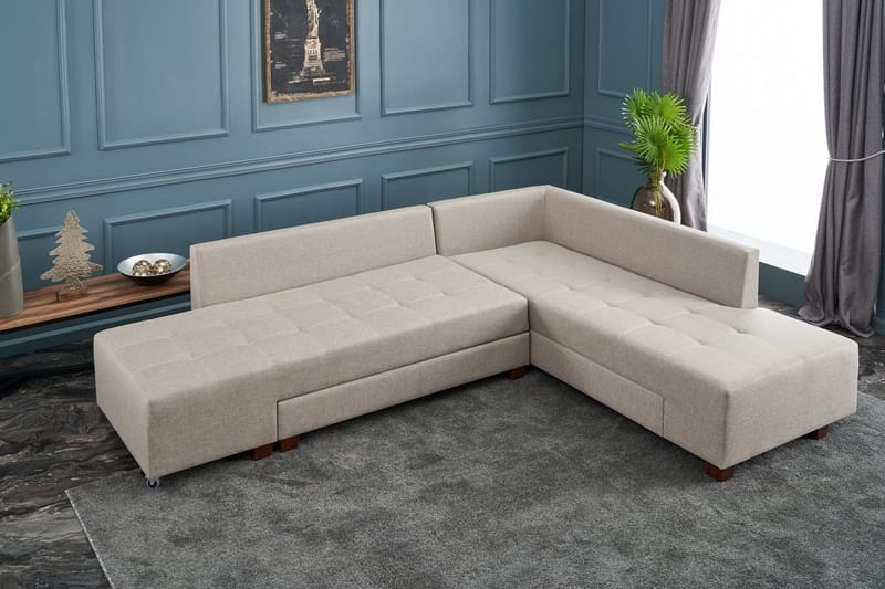 Brunei Bäddsoffa med Schäslong Höger - Krämvit/Svart - Möbler - Soffa - Bäddsoffa