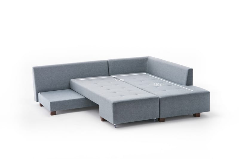 Brunei Bäddsoffa med Schäslong Höger - Ljusblå/Svart - Möbler - Soffa - Bäddsoffa