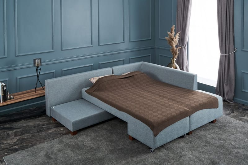 Brunei Bäddsoffa med Schäslong Höger - Ljusblå/Svart - Möbler - Soffa - Bäddsoffa