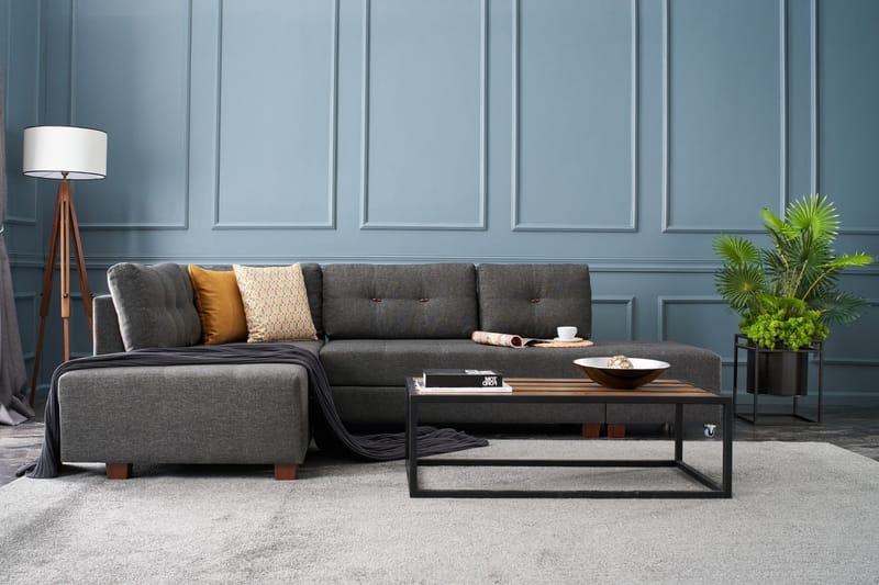 Brunei Bäddsoffa med Schäslong Vänster - Antracit/Svart - Möbler - Soffa - Bäddsoffa