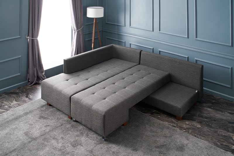Brunei Bäddsoffa med Schäslong Vänster - Antracit/Svart - Möbler - Soffa - Bäddsoffa