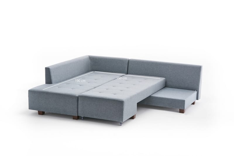 Brunei Bäddsoffa med Schäslong Vänster - Ljusblå/Svart - Möbler - Soffa - Bäddsoffa