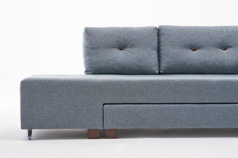 Brunei Bäddsoffa med Schäslong Vänster - Ljusblå/Svart - Möbler - Soffa - Bäddsoffa