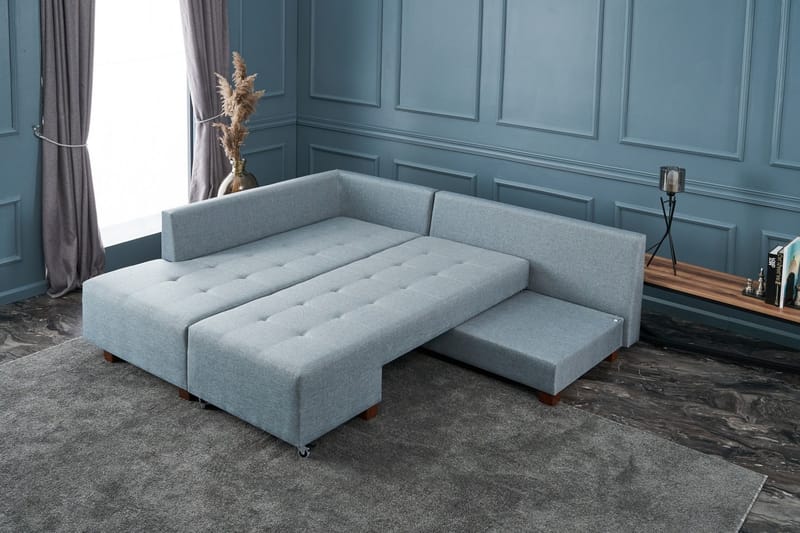 Brunei Bäddsoffa med Schäslong Vänster - Ljusblå/Svart - Möbler - Soffa - Bäddsoffa