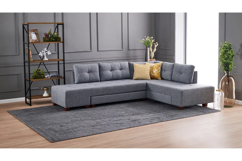 Brunei Hörnbäddsoffa Höger - Grå - Möbler - Soffa - Bäddsoffa