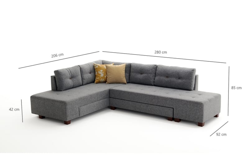 Brunei Hörnbäddsoffa Vänster - Grå - Möbler - Soffa - Bäddsoffa