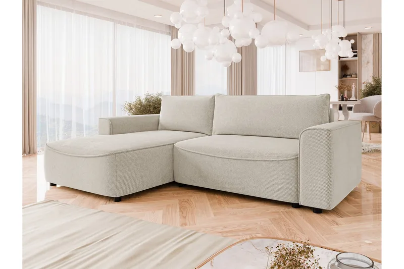 Burketown Bäddsoffa med Divan 3-sits i Sammet - Beige - Möbler - Soffa - Bäddsoffa