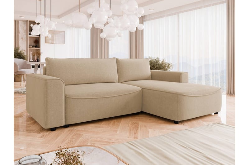 Burketown Bäddsoffa med Divan 3-sits i Sammet - Beige - Möbler - Soffa - Bäddsoffa