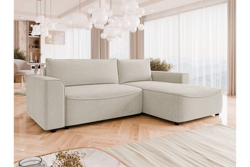 Burketown Bäddsoffa med Divan 3-sits i Sammet - Beige - Möbler - Soffa - Bäddsoffa