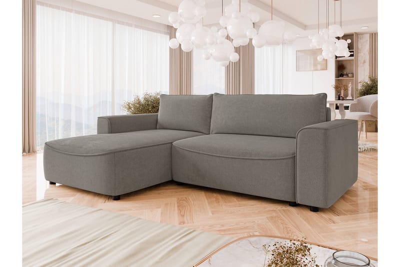 Burketown Bäddsoffa med Divan 3-sits i Sammet - Grå - Möbler - Soffa - Bäddsoffa