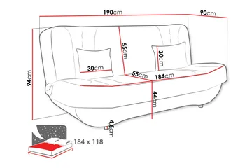 Burralla 2-sits Fällbar Bäddsoffa 118x184 cm med Förvaring i Sammet - Grön - Möbler - Soffa - Bäddsoffa