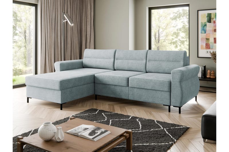 Busness Bäddsoffa med Divan 3-sits i Plysch - Grå - Möbler - Soffa - Bäddsoffa