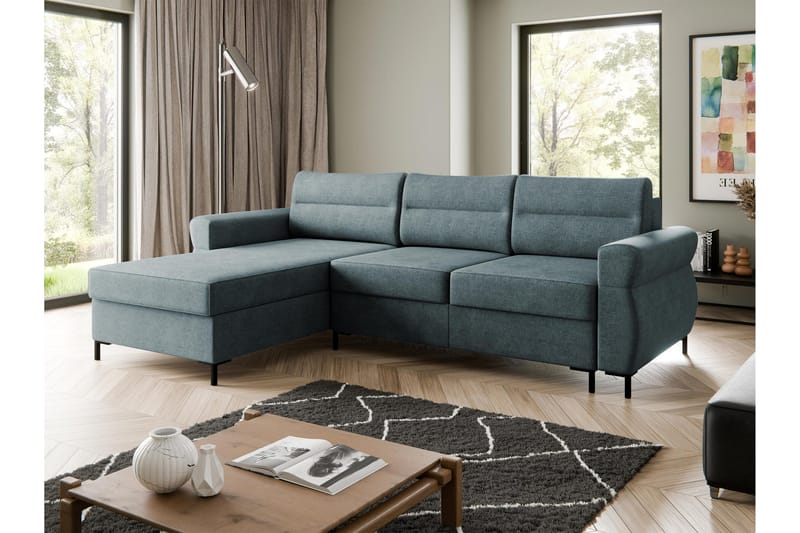 Busness Bäddsoffa med Divan 3-sits i Plysch - Grå - Möbler - Soffa - Bäddsoffa