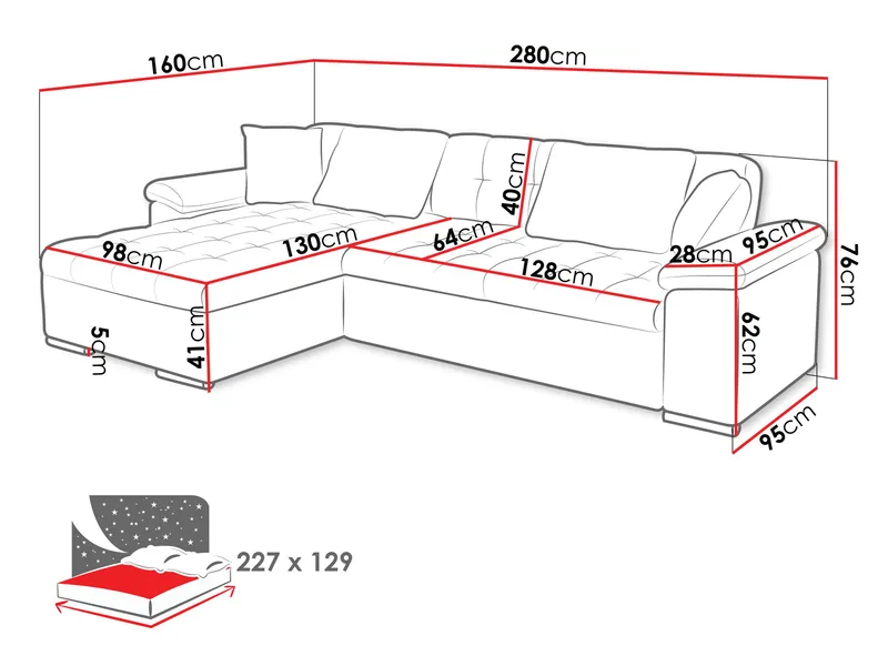 Camior 3-sits Bäddsoffa med divan och förvaring - Möbler - Soffa - Bäddsoffa