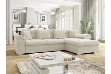 Camior 3-sits Höger Hörnbäddsoffa 129x227 cm med Förvaring i Manchester - Beige - Möbler - Soffa - Bäddsoffa
