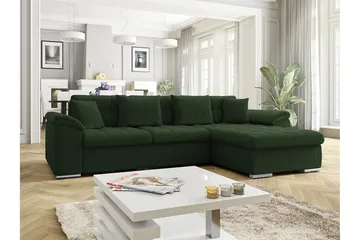 Camior 3-sits Höger L-formad Hörnbäddsoffa med Förvaring i Tyg - Grön - Möbler - Soffa - Bäddsoffa