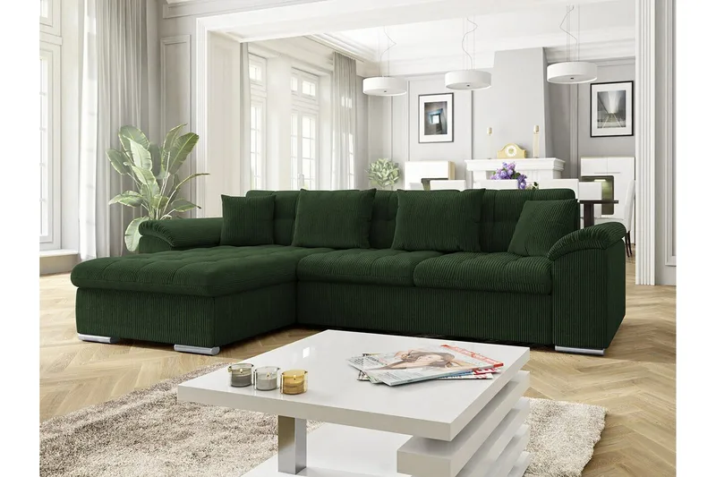 Camior 3-sits Hörnbäddsoffa NO_BRAND Dark green - Möbler - Soffa - Bäddsoffa