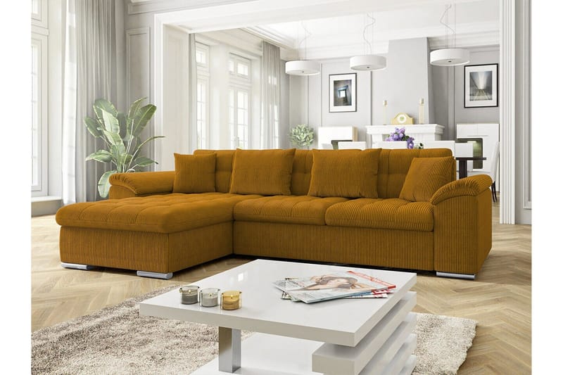 Camior 3-sits Hörnbäddsoffa NO_BRAND Dark yellow - Möbler - Soffa - Bäddsoffa