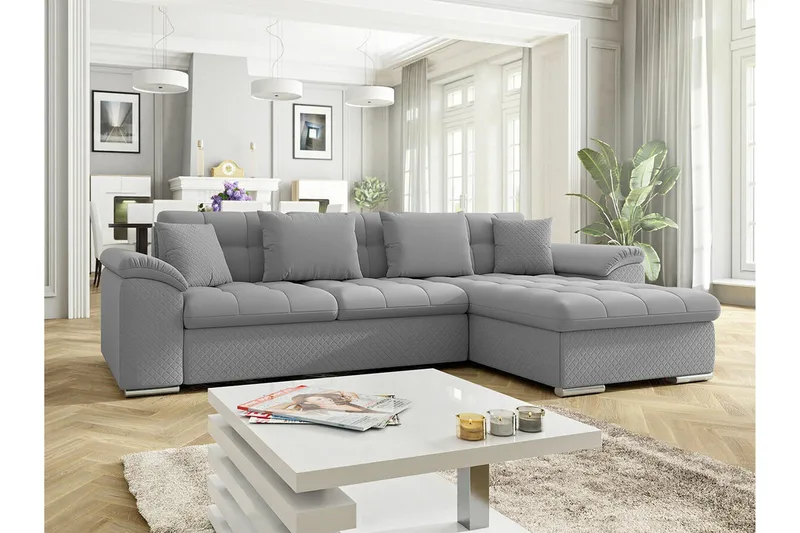 Camior 3-sits Hörnbäddsoffa NO_BRAND Grey - Möbler - Soffa - Bäddsoffa