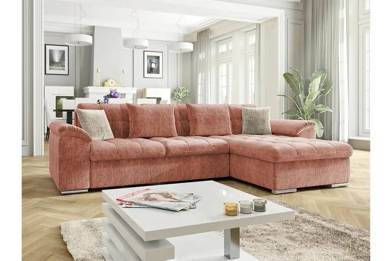 Camior 3-sits Hörnbäddsoffa NO_BRAND Pink - Möbler - Soffa - Bäddsoffa