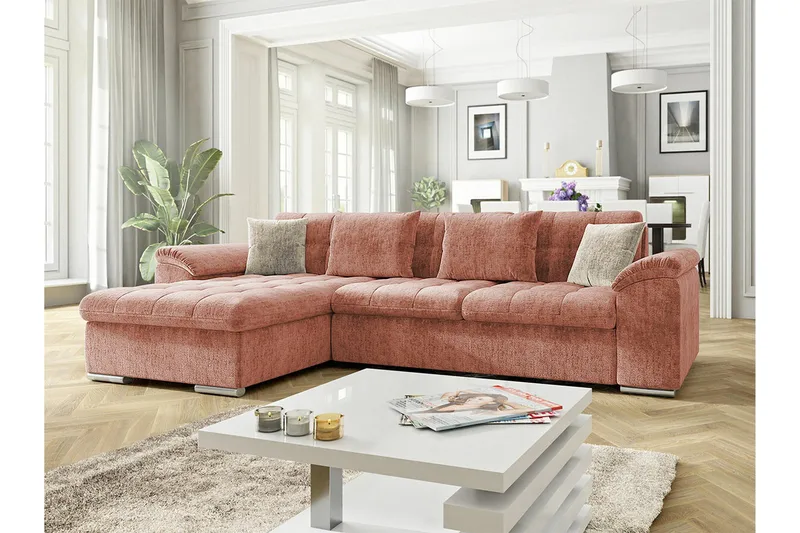 Camior 3-sits Hörnbäddsoffa NO_BRAND Pink - Möbler - Soffa - Bäddsoffa
