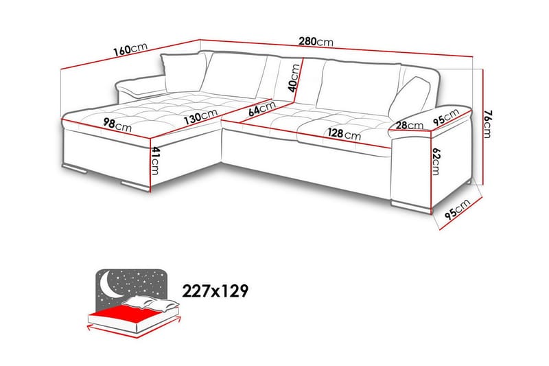 Camior 3-sits Hörnbäddsoffa - Bäddsoffa - Hörnbäddsoffa