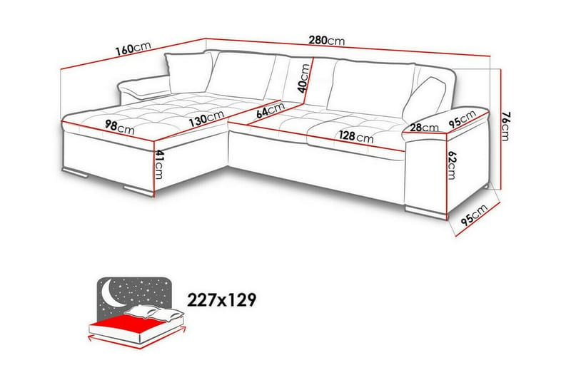 Camior 3-sits Hörnbäddsoffa - Bäddsoffa - Hörnbäddsoffa