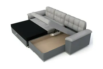 Camior 3-sits Vänster Hörnbäddsoffa 129x227 cm med Förvaring i Manchester - Beige - Möbler - Soffa - Bäddsoffa