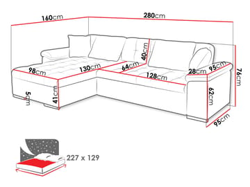 Camior 4-sits Bäddsoffa med divan Vänstervänd - Mörkgrå - Möbler - Soffa - Bäddsoffa