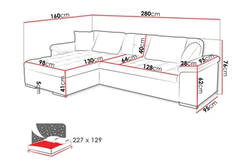 Camior Bäddsoffa m. Divan 3-sits - Mörkgrå - Möbler - Soffa - Bäddsoffa