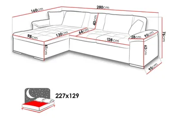 Camior Bäddsoffa m. Divan Förvaring 3-sits 227x129 - Beige - Möbler - Soffa - Bäddsoffa