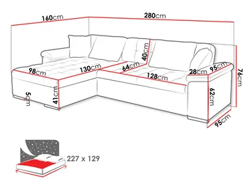 Camior Bäddsoffa med Divan 3-sits - Brun - Möbler - Soffa - Bäddsoffa