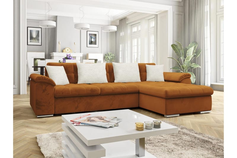 Camior Bäddsoffa med Divan 3-sits - Orange - Möbler - Soffa - Bäddsoffa