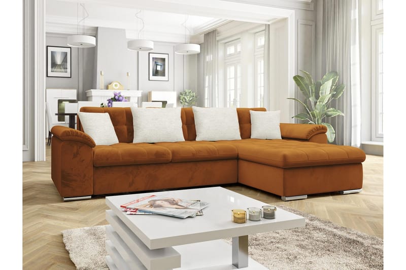 Camior Bäddsoffa med Divan 3-sits - Orange - Möbler - Soffa - Bäddsoffa