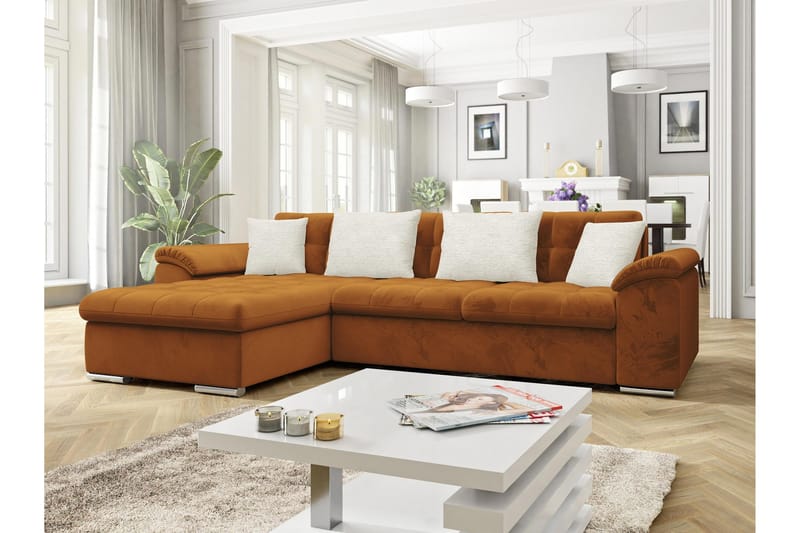 Camior Bäddsoffa med Divan 3-sits - Orange - Möbler - Soffa - Bäddsoffa
