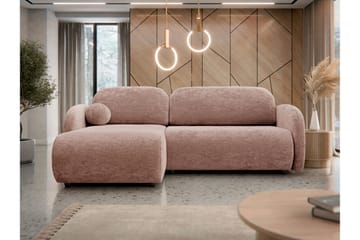 Carve 2-sits Vänstervänd L-formad Bäddsoffa med Divan och Schäslong i Tyg - Rosa - Möbler - Soffa - Bäddsoffa
