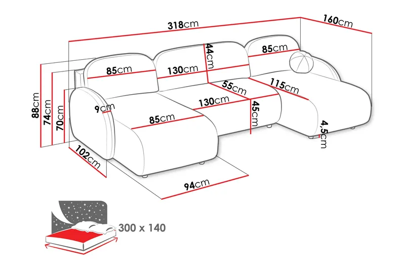 Carve Bäddsoffa Dubbeldivan 3-sits - Grå - Möbler - Soffa - Bäddsoffa