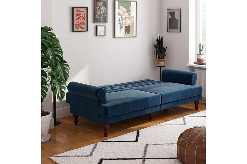 Cassidy 2-sits Bäddsoffa Sammet/Blå - Novogratz - Möbler - Soffa - Bäddsoffa