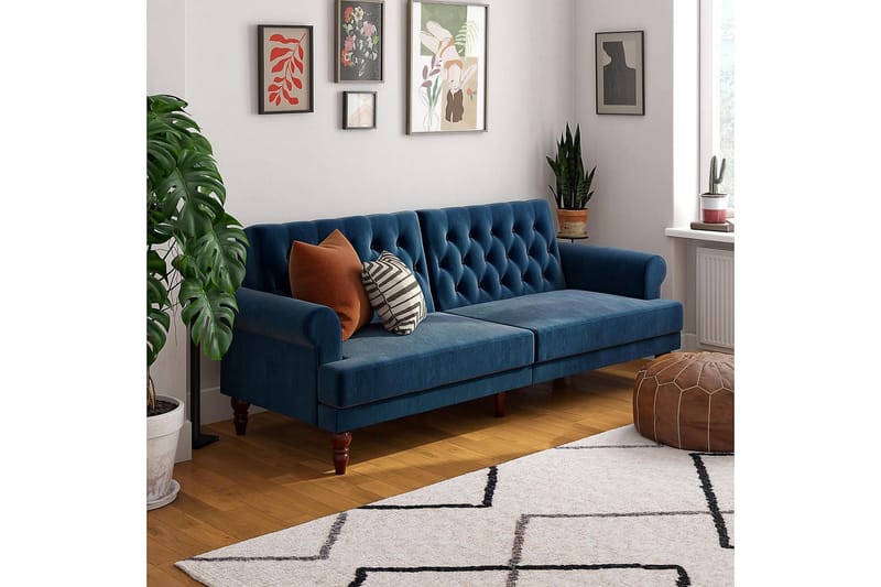 Cassidy 2-sits Bäddsoffa Sammet/Blå - Novogratz - Möbler - Soffa - Bäddsoffa