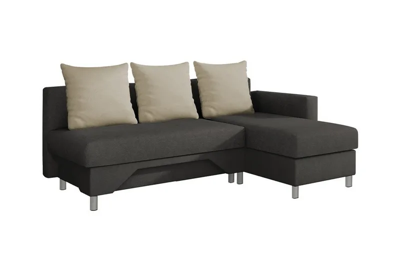 Castlebay 3-sits Höger Hörnbäddsoffa 130x197 cm med Förvaring i Sammet, Mörkgrå