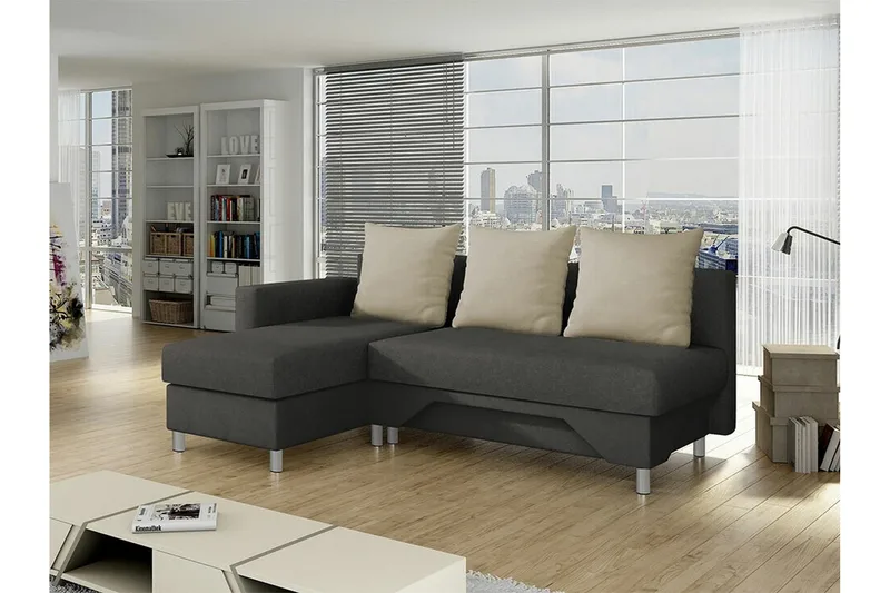 Castlebay 3-sits Hörnbäddsoffa NO_BRAND Brown/Beige - Möbler - Soffa - Bäddsoffa