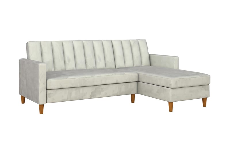 Celine 3-sits Divanbäddsoffa Sammet/Ljusgrå - Dorel Home - Bäddsoffa divan - Sammetssoffa - Bäddsoffa