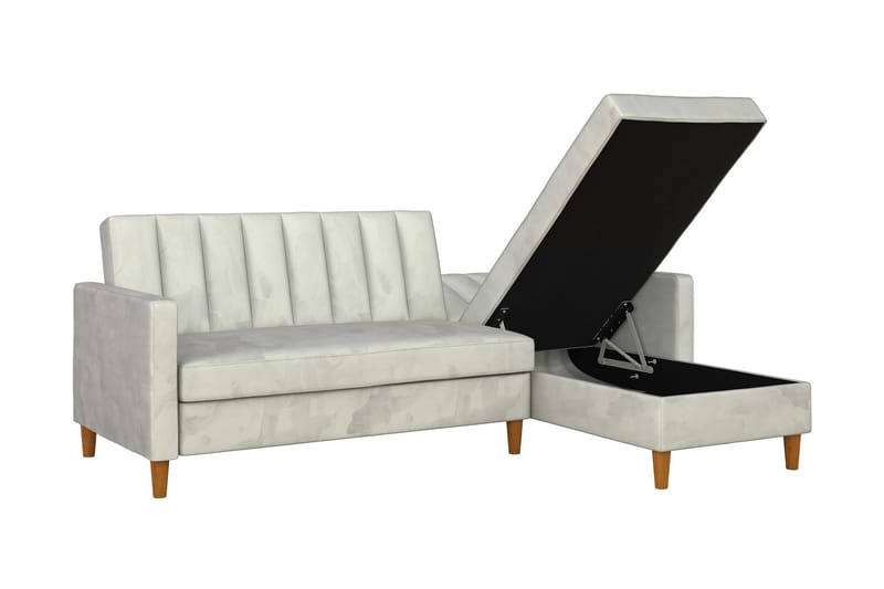 Celine 3-sits Divanbäddsoffa Sammet/Ljusgrå - Dorel Home - Bäddsoffa divan - Sammetssoffa - Bäddsoffa